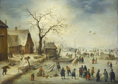 Aldeanos en el hielo de Jan Brueghel the Younger